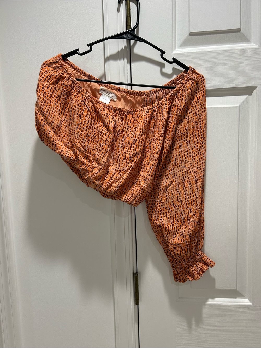 l*space Orange Printed Smocked Waist Top